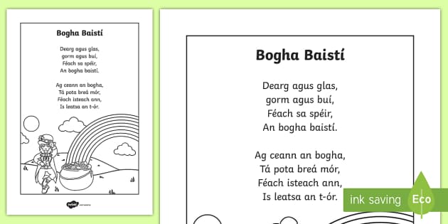 'Bogha Báistí' Irish Poem | Rainbow as Gaeilge | - Twinkl