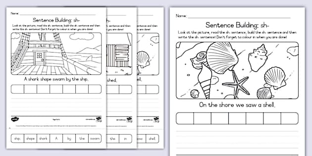 Phonics Sentence Building: sh- (teacher made) - Twinkl