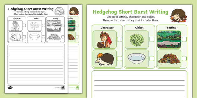 Hedgehog Short Burst Writing Template (teacher made)