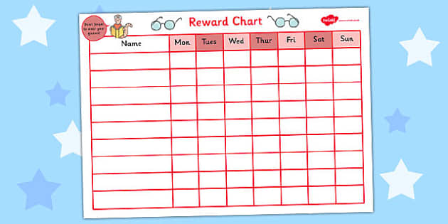 reward sticker chart for wearing glasses teacher made