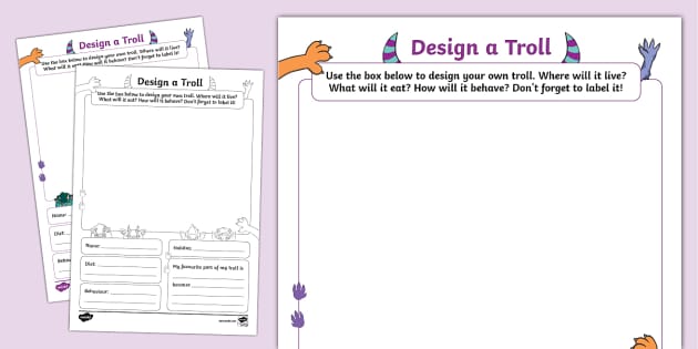 Design a Troll Worksheet (teacher made) - Twinkl