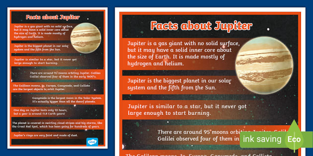 Facts About Jupiter Poster For Kids Facts About Jupiter Poster For Kids