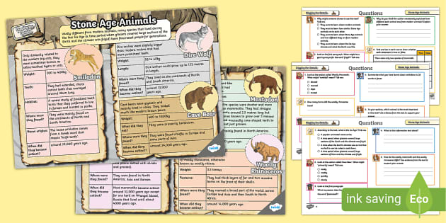 Uks2 Digging For Details: Stone Age Animals Infographic Comprehension 