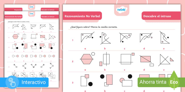 Ficha: Razonamiento No Verbal - Descubre El Intruso - Twinkl Puzzled