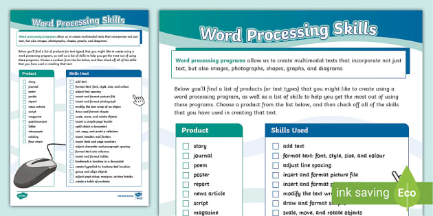 advanced word processing skills essay