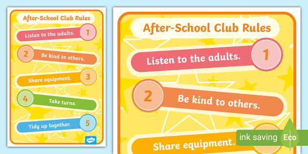 Editable After-School Club Rules Display Poster - Clubs