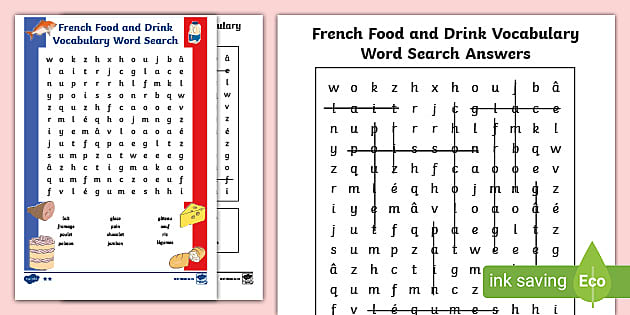 French Food And Drink Vocabulary Word Search