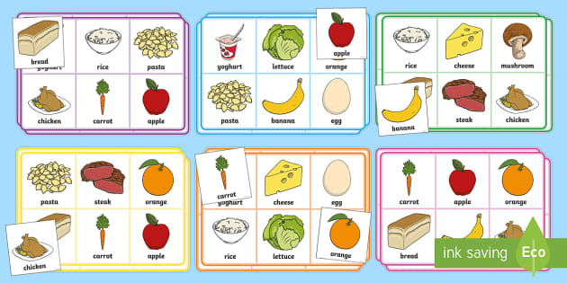 Healthy Eating Food - Fruit and Vegetable - Bingo Cards