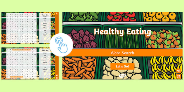 Healthy Eating Foods Interactive Word Search - Twinkl