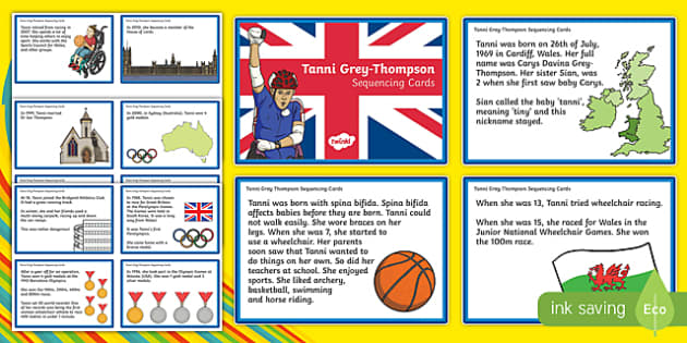 Historical Figures of Wales: Baroness Tanni Grey-Thompson Sequencing Cards