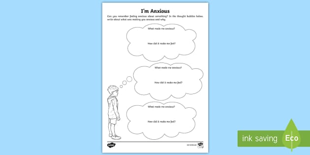 I Feel Anxious Worksheet / Worksheet - Twinkl