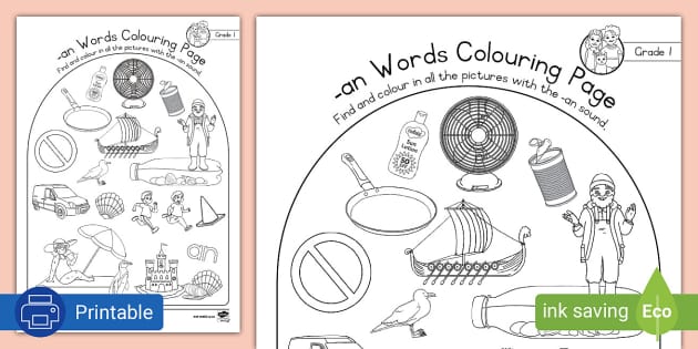 Grade 1 -an Colouring Page (teacher made) - Twinkl