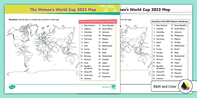 Women'S World Cup 2023 Map Activity For 3Rd-5Th Grade