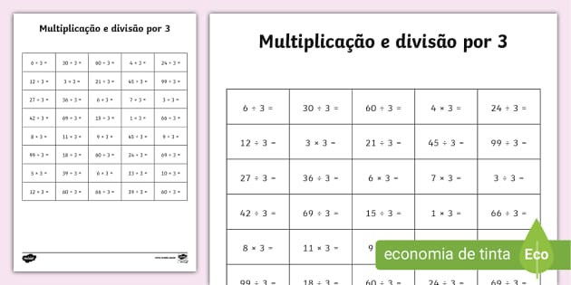 Cartões de Divisão – Atividades de Divisão para o 3º Ano