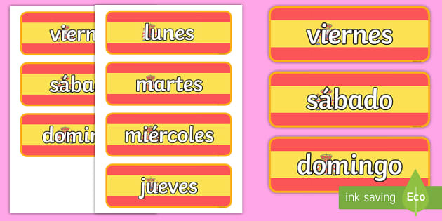 Days of the Week Flash Cards - English/Spanish- Days of the Week