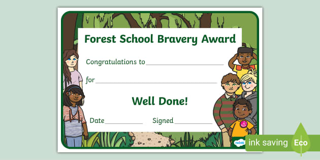 Forest School Bravery Award Certificate forest school