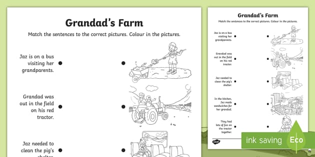 grandad-s-farm-sentence-and-picture-matching-worksheet-worksheet