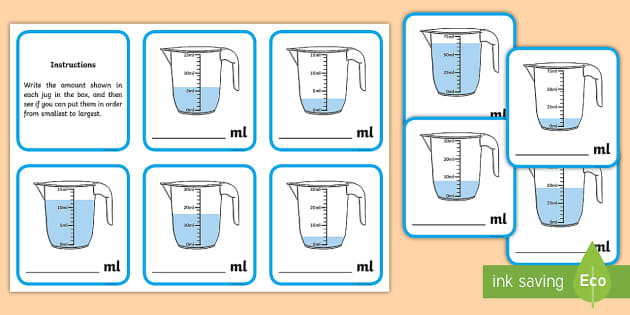 Colour the Measuring Jug (litres) Differentiated Worksheet