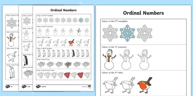 winter themed ordinal numbers worksheet teacher made