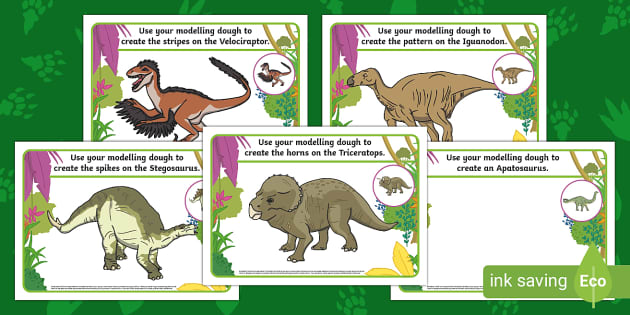 Dinosaur Animals Play Dough Mats Fine Motor Skills, Dinosaur Playdough  Mats, Dinosaur Playdoh