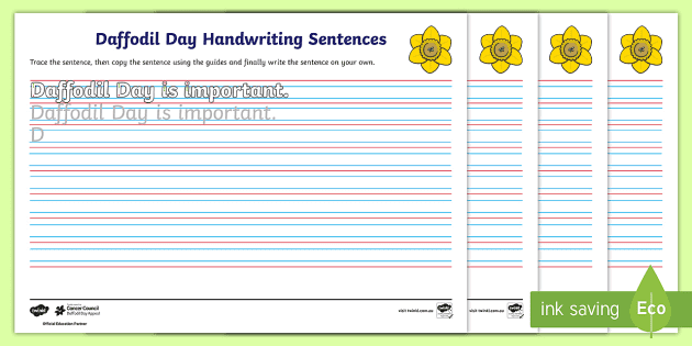 free daffodil day year 2 handwriting practice worksheets