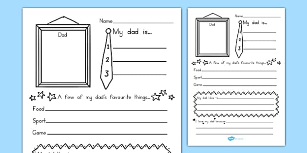 Fathers Day About My Dad Handwriting Lines - writing template