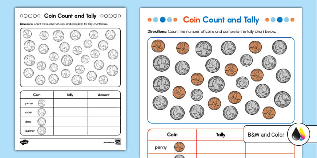 Coin Count and Tally Activity for K 2nd Grade teacher made