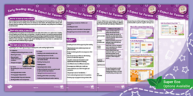 Early Reading: What to Expect for Parents (teacher made)