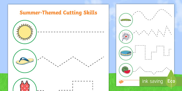 summer cutting skills worksheet worksheet teacher made