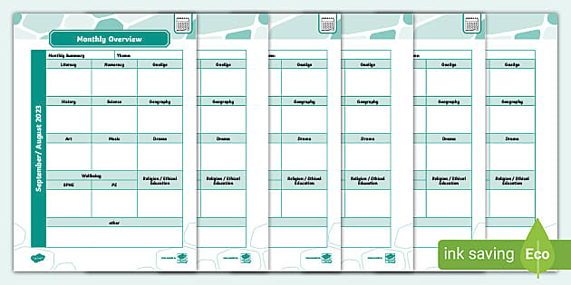 Teacher Planner: Monthly Overview (Teacher-Made) - Twinkl