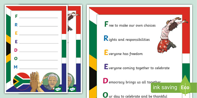 Freedom Acrostic Poem Example - Twinkl