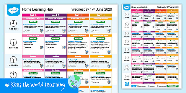 Home Learning Hub Daily Plan Wednesday 17th June - Twinkl