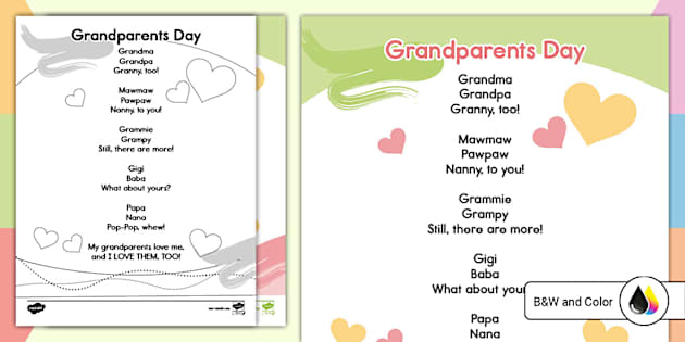 Grandparents Day Poem Poster (Teacher-Made) - Twinkl