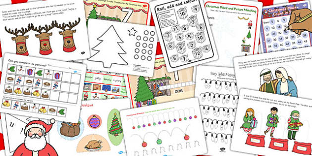 Christmas Cutting and Sticking (Activity Sheet). - Twinkl