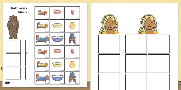 Goldilocks and the Three Bears Size Sorting Activity - story