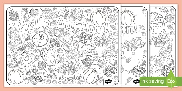 Autumn-Themed Doodle Colouring Pages (teacher made) - Twinkl