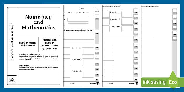 Second Level Numeracy and Mathematics Assessment - Order of Operations