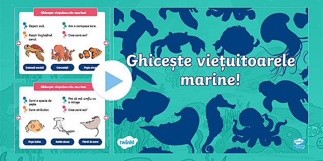 Să explorăm adâncurile mării: Ghicește viețuitoarele marine! PowerPoint Interactiv
