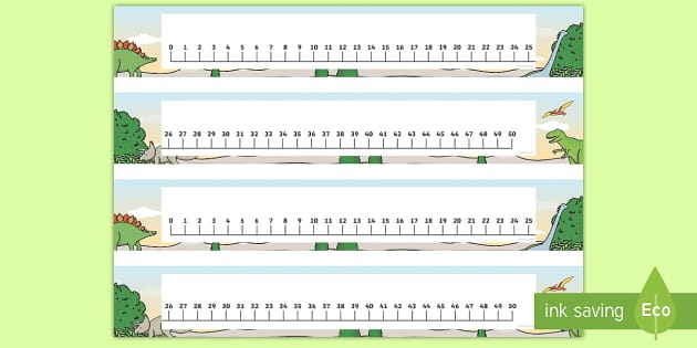 Dinosaurs Number Line 0 50 Teacher Made