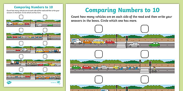  Comparing Numbers To 10 Transport Themed Activity