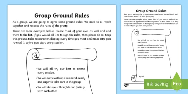 Group Ground Rules Worksheet / Worksheet