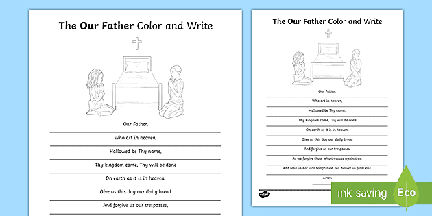 our father color and write activity teaching resource