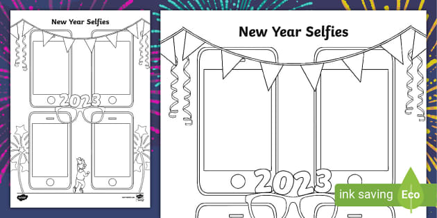 2023 New Year Selfies Worksheet (teacher made) - Twinkl