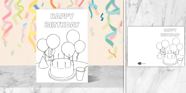 FREE! - Happy Birthday Colouring Card