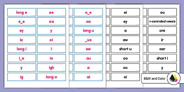 Sound Wall Vowel Spelling Pattern Cards (teacher Made)