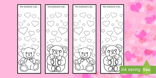 Valentine Printable Bookmarks for Kids - Coloring Bookmarks