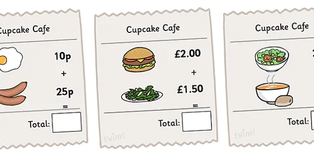 receipt addition maths worksheet worksheet pack