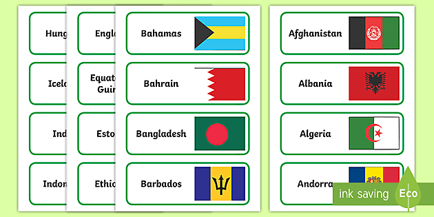 Country Shapes and Flags Flashcards (Teacher-Made) - Twinkl