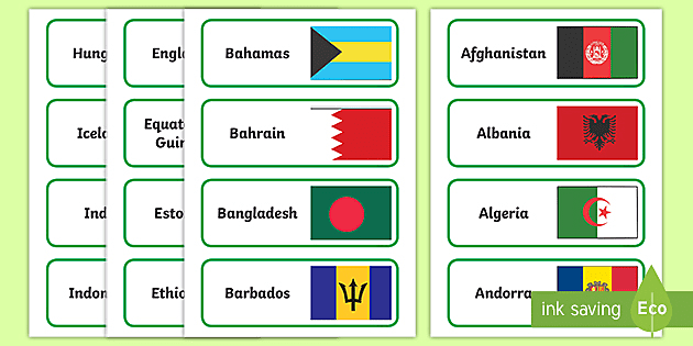 Country Shapes and Flags Flashcards (teacher made) - Twinkl