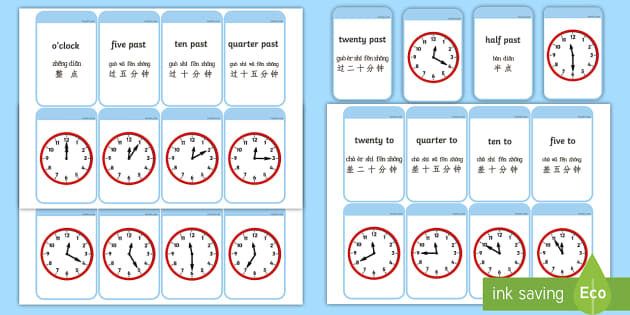 Telling The Time Matching Flashcards English Mandarin Chinese Pinyin Telling The Time Matching Flashcards English Mandarin Chinese Pinyin